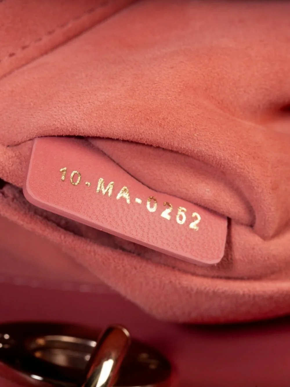 Authentic Christian Dior Coral Small Lady D-Joy Lambskin Cannage Handbag